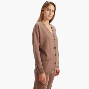 NAADAM "Mink" Cashmere Boyfriend Cardigan & Longline Bra Top Set, XS